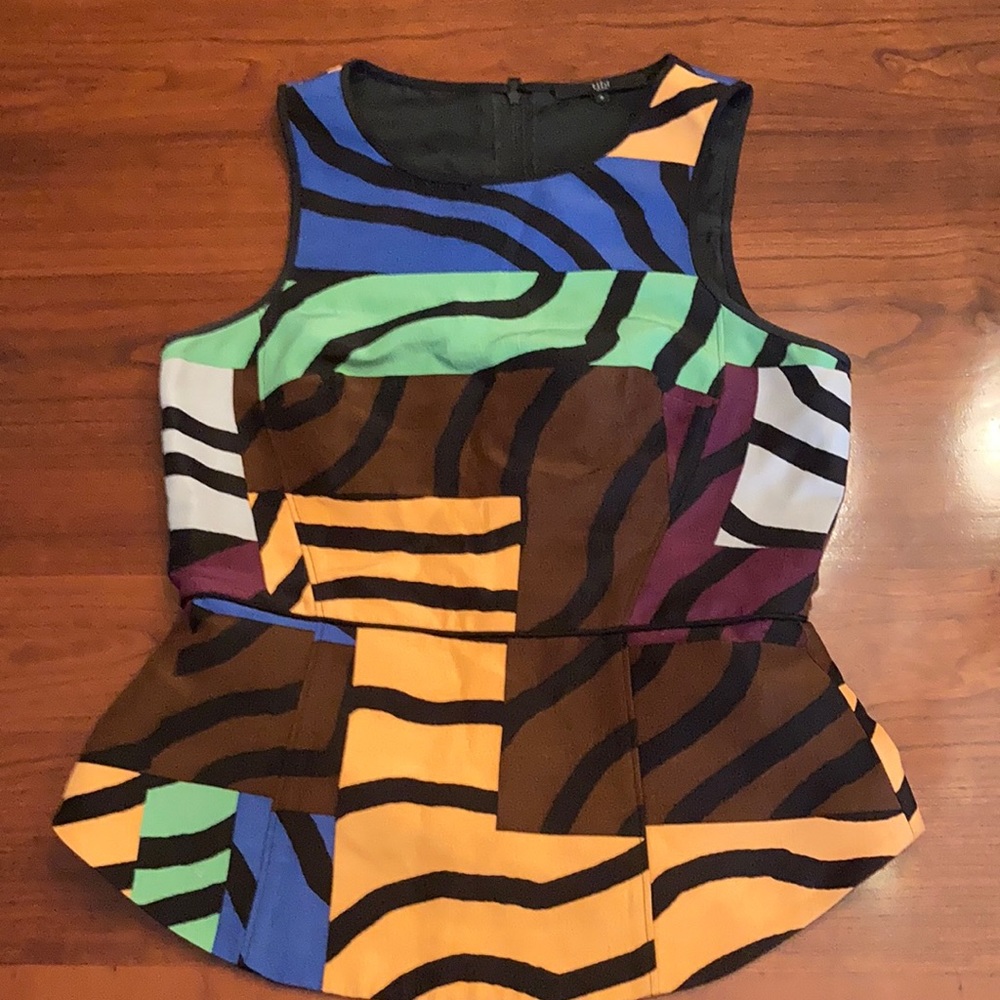 Tibi Sleeveless Colorful Zebra Top Size 6 - image 1